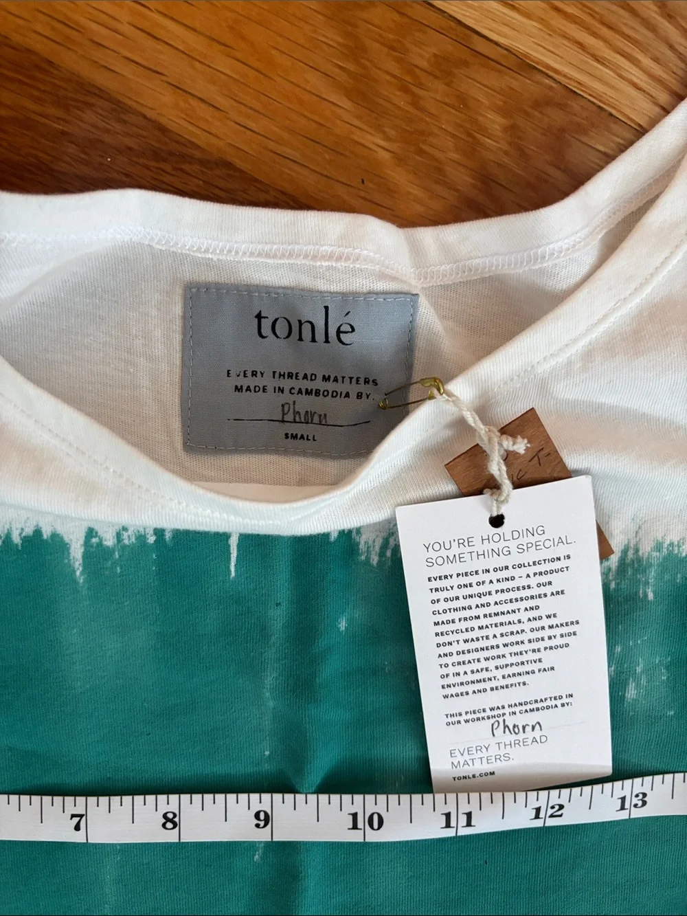 tonle White Mini Dress with Teal, Dark Teal and Red Stripes
